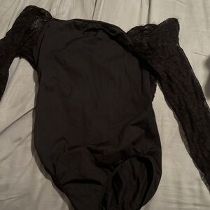 Black Capezio Long Sleeve Mesh Leotard